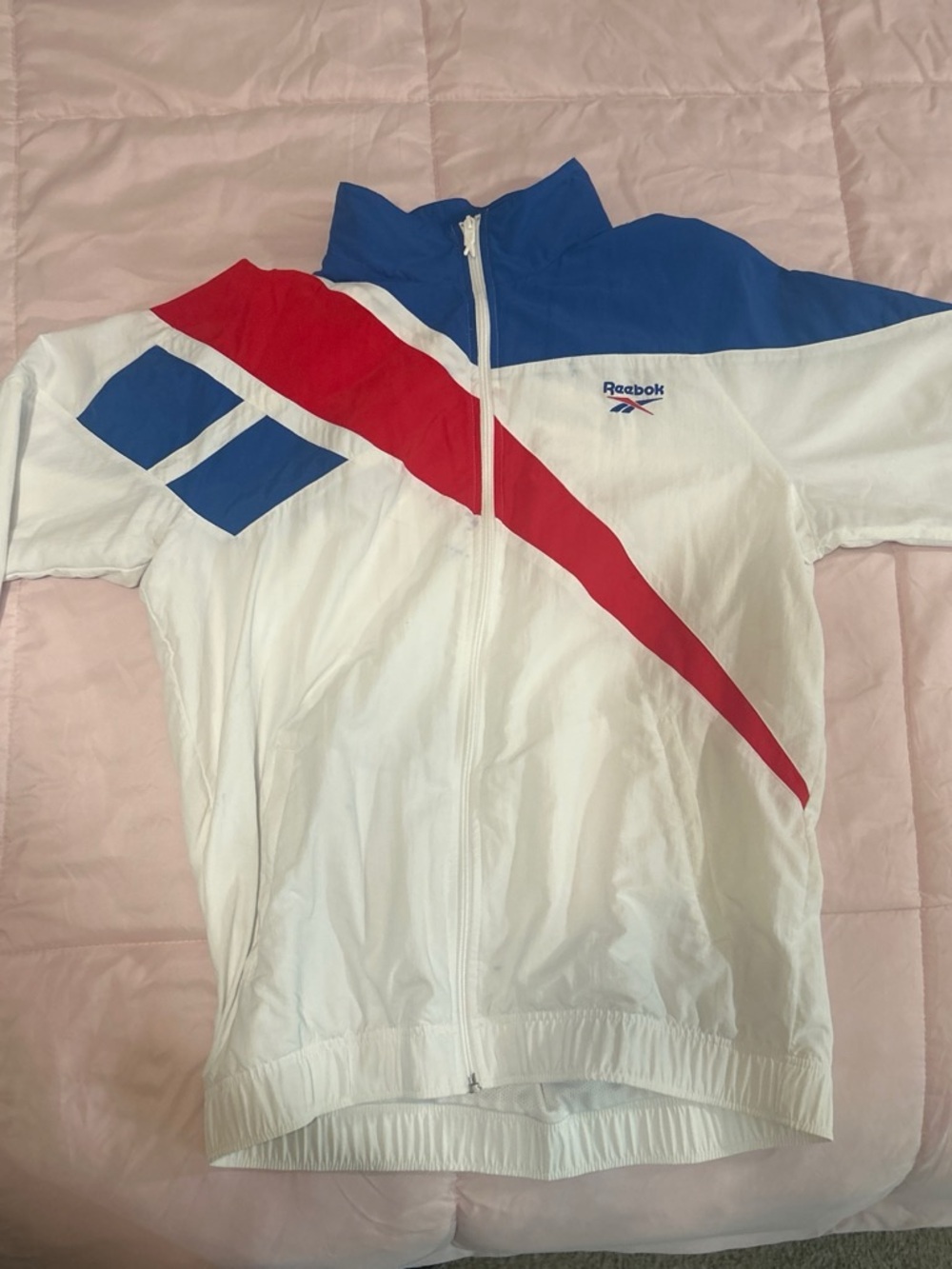 Reebok White, Blue & Red Girls' Sport Zip Jacket
